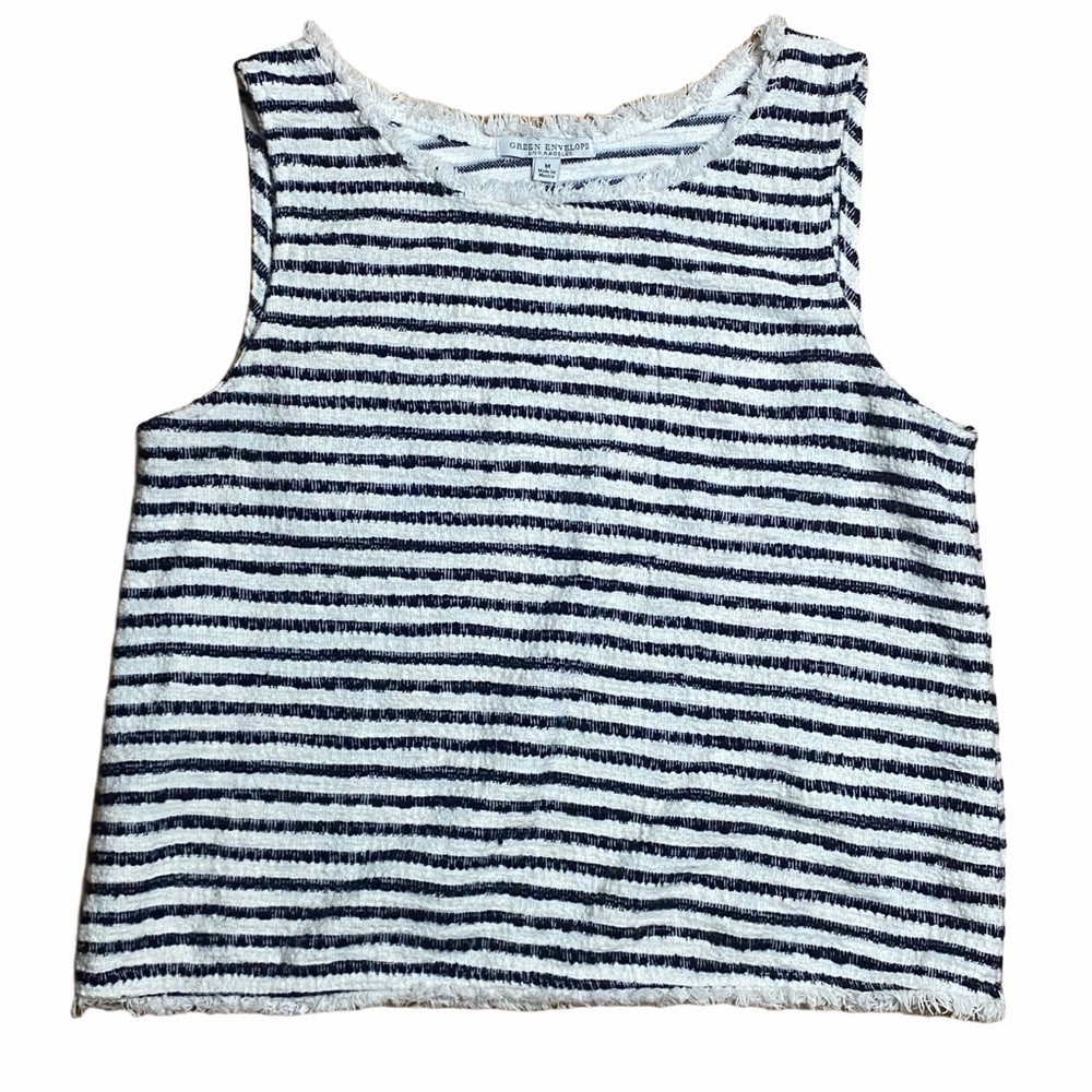 Green Envelope Striped Sleeveless Blue/White, Sz M
